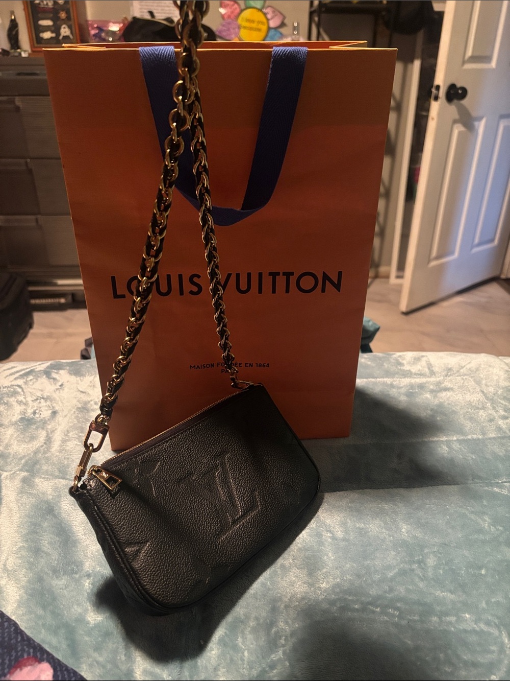 Louis Vuitton Black Pebbled Leather Chain Crossbody Bag - Picture 6 of 6